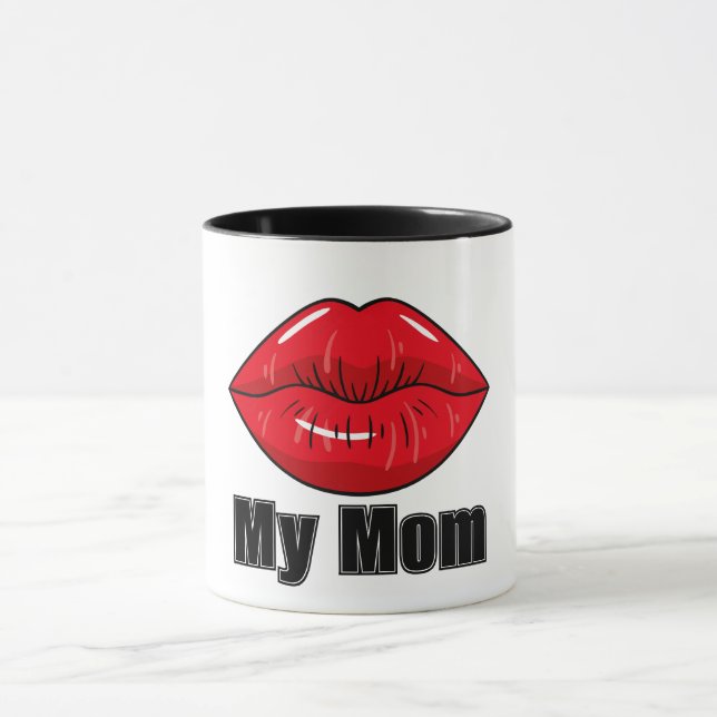 Caneca Lábios Vermelhos Negros "Minha Mãe" Mug - Presente (Centro)