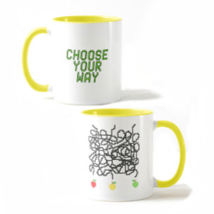 Caneca Labirinto pixelado e maçãs