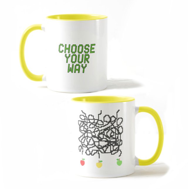 Caneca Labirinto pixelado e maçãs (Criador carregado)