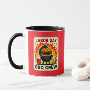Caneca Labor Day BBQ Crew Flame Grill Shirt – Worker Holi