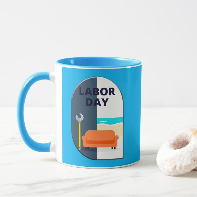 Caneca Labor Day Minimal Worker Relax Design (Com Donut)