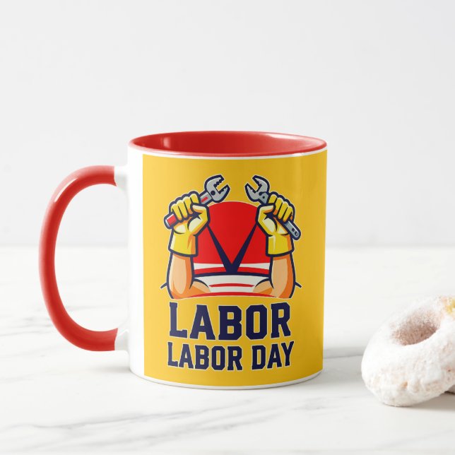 Caneca Labor Day Strong Worker Pride Illustration (Com Donut)