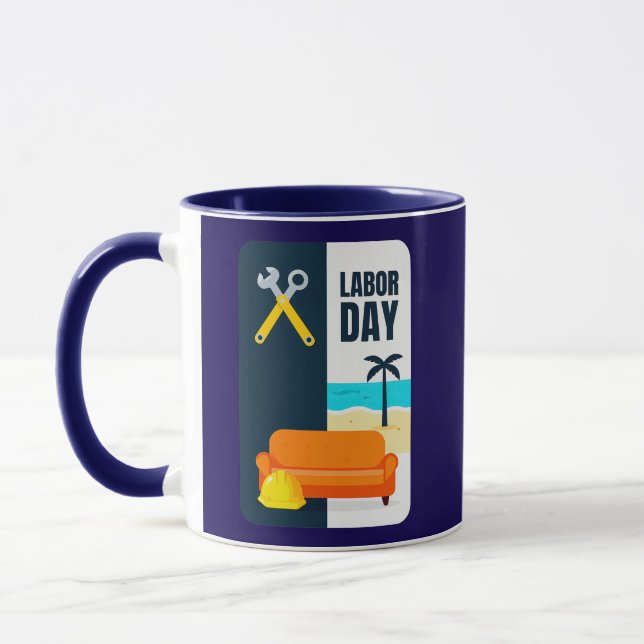 Caneca Labor Day Work and Relax Illustration Shirt (Esquerda)