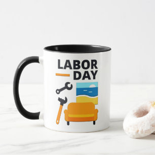 Caneca Labor Day Work Hard Relax Design with Tools