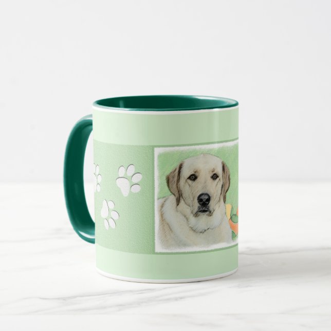 Caneca Labrador Amarelo - Impressão de Retriever e Tênis (Frente Esquerda)