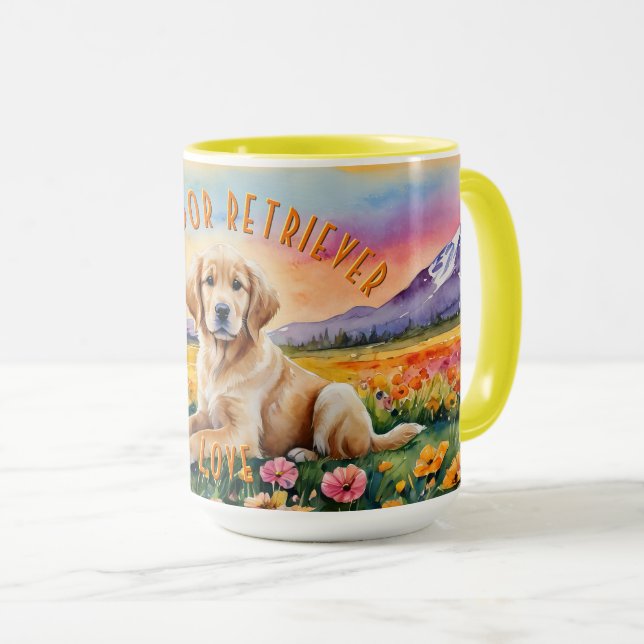 Caneca Labrador Amarelo Retriever Puppy Sunrise (Frente Esquerda)