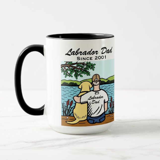 Caneca Labrador e pai amarelos personalizados (Esquerda)