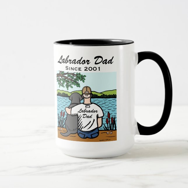Caneca Labrador e pai pretos personalizados (Direita)