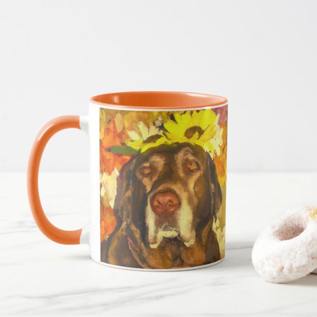Caneca Labrador nas flores (Com Donut)