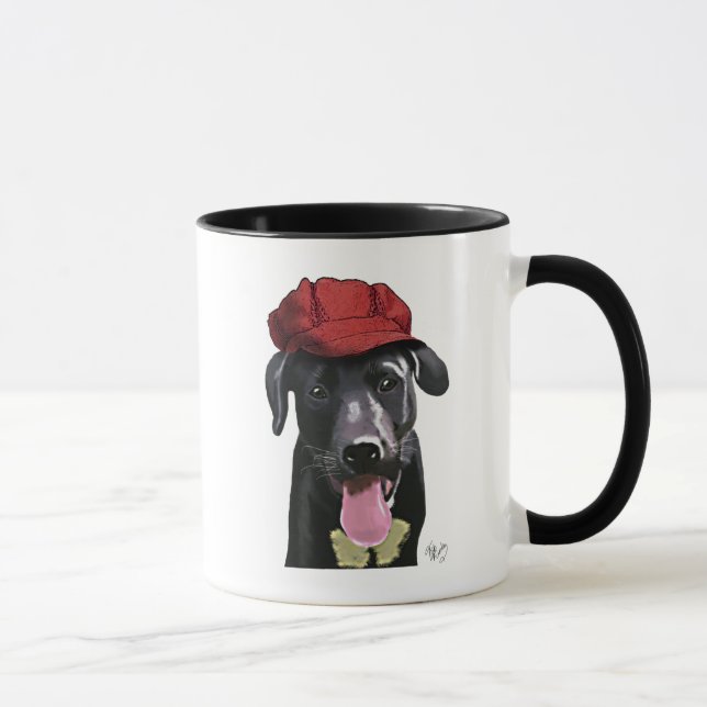 Caneca Labrador Preto com Boné Vermelho (Direita)