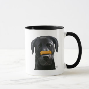 Caneca Labrador Preto com Osso no Nariz
