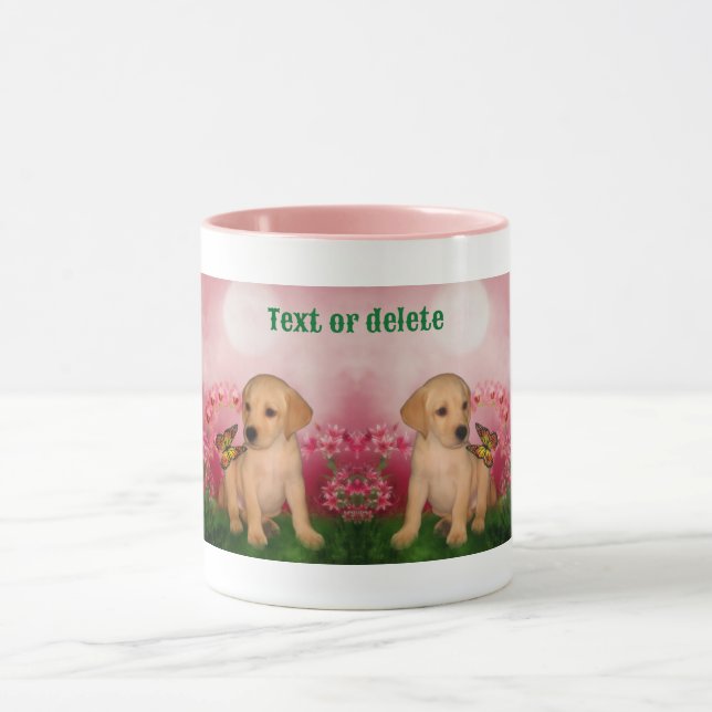 Caneca Labrador Puppy Butterfly Dog Art Personalizado (Centro)