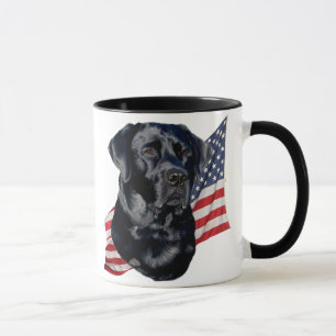 Caneca Labrador retriever preto e bandeira