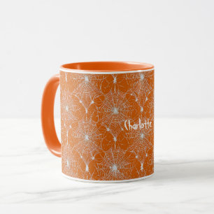 Caneca Lace de teia de prata em laranja