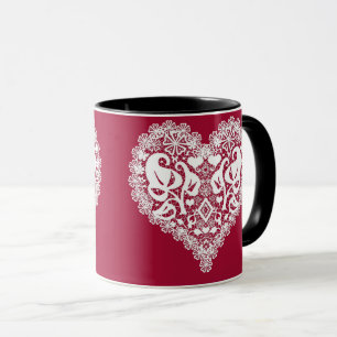 Caneca Lace red Heart deixa Dia de os namorados de heran