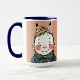 Caneca Lächelnder Junge mit Hasenohren Kindliche Freude 