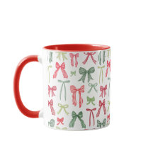 Caneca Laços de Natal Coquette – Vermelho e Verde 