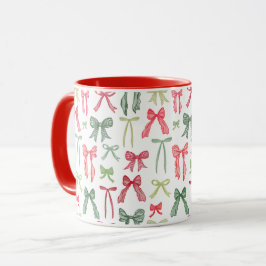 Caneca Laços de Natal Coquette – Vermelho e Verde