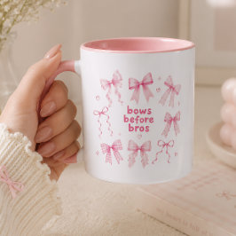 Caneca Laços Engraçados Antes dos Bros Presente Fofo Rosa