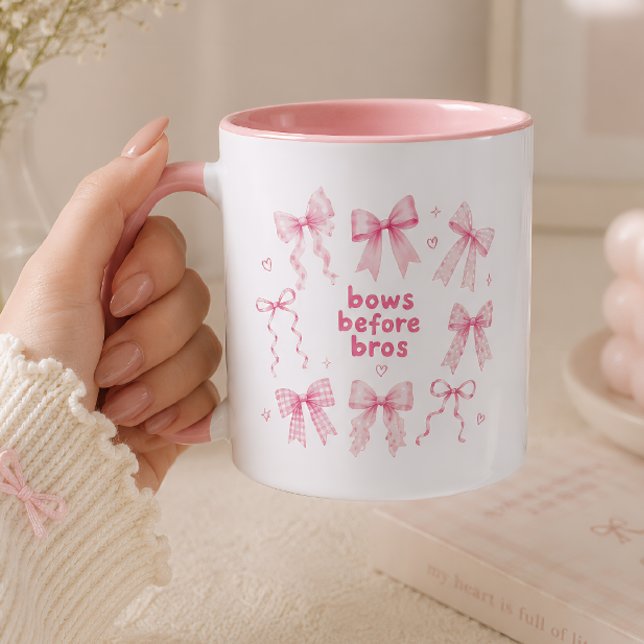 Caneca Laços Engraçados Antes dos Bros Presente Fofo Rosa (Criador carregado)