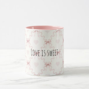 Caneca Laços Rosa Corações Doce Amor