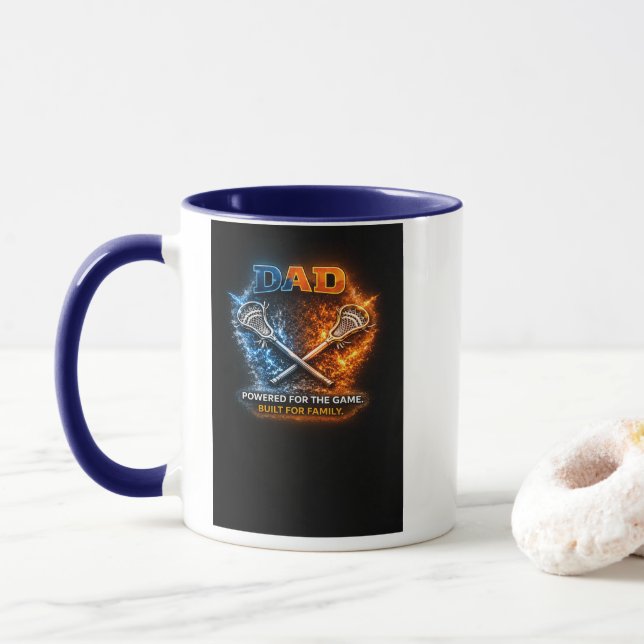 Caneca Lacrosse Dad Shield – Carregado para o Jogo (Com Donut)