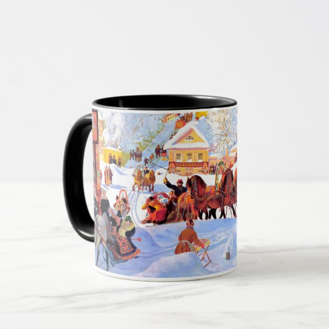 Caneca "Lado-Lama". Presente de Natal em Arte Russa (Frente Esquerda)