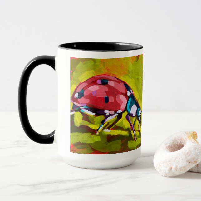 Caneca Ladybug Painting - Gift for Insect Lovers (Com Donut)