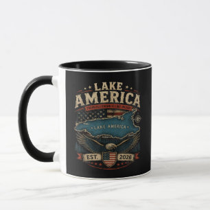 Caneca Lago América EUA Anteriormente Patriótico Engraçad