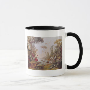 Caneca Lago com gansos, cegonhas, papagaios e