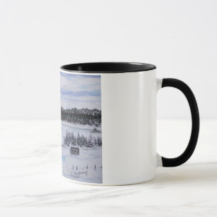 Caneca lago congelado NL Canadá cabine no lago