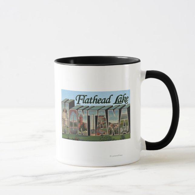 Caneca Lago Flathead, Montana - Cenas com Grandes Letras (Direita)