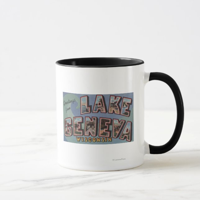 Caneca Lago Genebra, Wisconsin - Cenas com Letras Grandes (Direita)