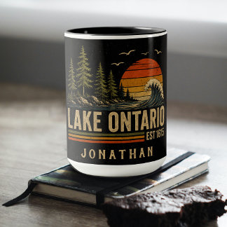 Caneca Lago Ontario Vintage Grandes Lagos Vida no Lago