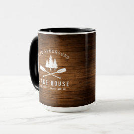 Caneca Lago Rustic House Oars Árvores Impressão de Madeir
