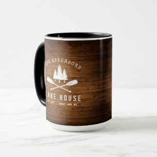 Caneca Lago Rustic House Oars Árvores Impressão de Madeir