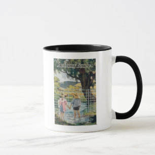 Caneca Lagoa e miúdos americanos da cerca do Co do aço