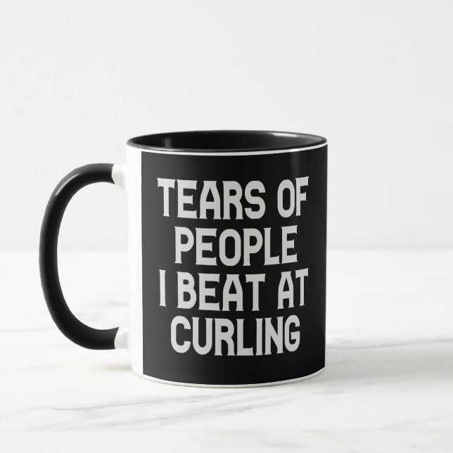 Caneca Lágrimas de Pessoas Eu Bato em Curling Engraçado E (Esquerda)
