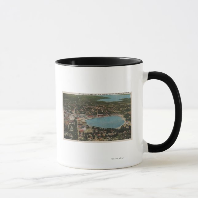 Caneca Lakeland, Flórida - Vista aérea da cidade mostrand (Direita)