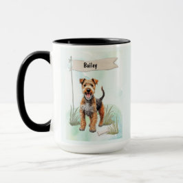 Caneca Lakeland Terrier Watercolor Personalized Dog