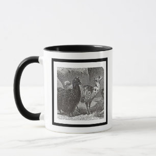 Caneca Lama Alpaca Andes, preto e branco, Arte Animal