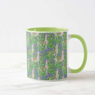 Caneca Lama da aguarela & teste padrão de Catus