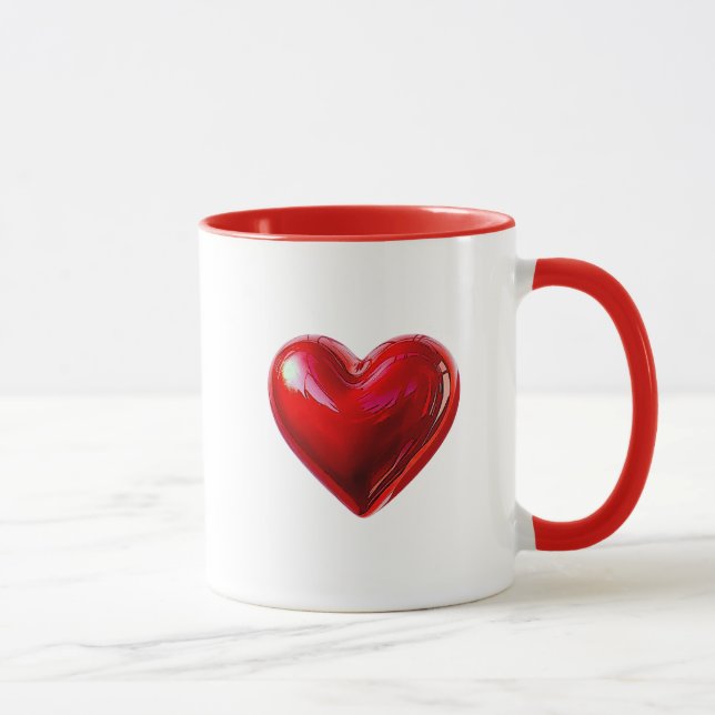 Caneca L'amour défini par un coeur rouge. (Direita)