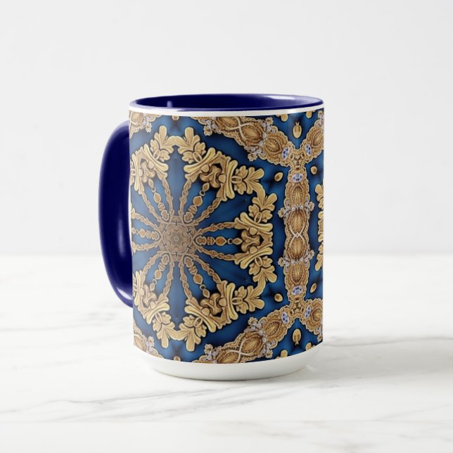 Caneca Lâmpada Decorativa Dourada Azul (Frente Esquerda)