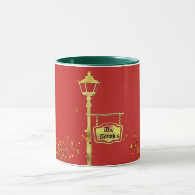 Caneca Lâmpada vitoriana Lantera postada dourado verde ve (Centro)