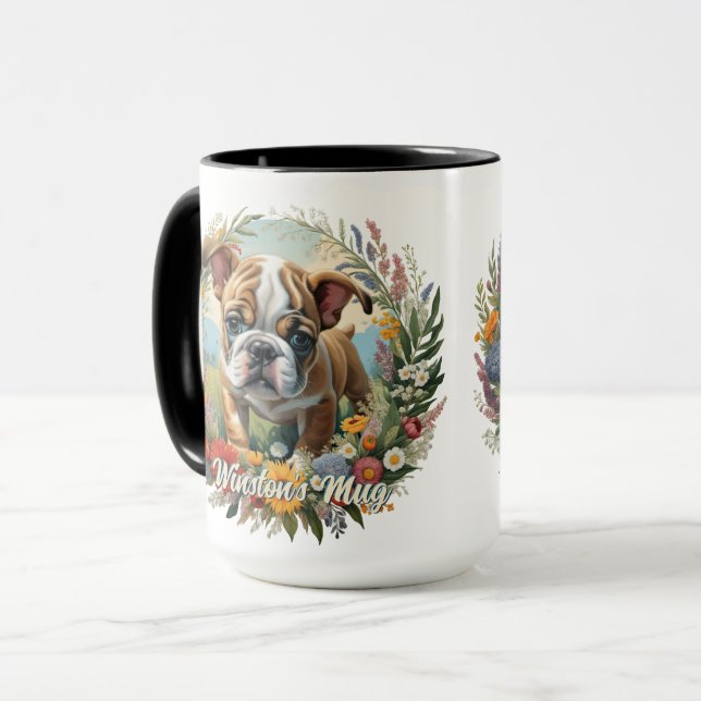 Caneca Lançador de Bulldog em Inglês Personalizável (Frente Esquerda)