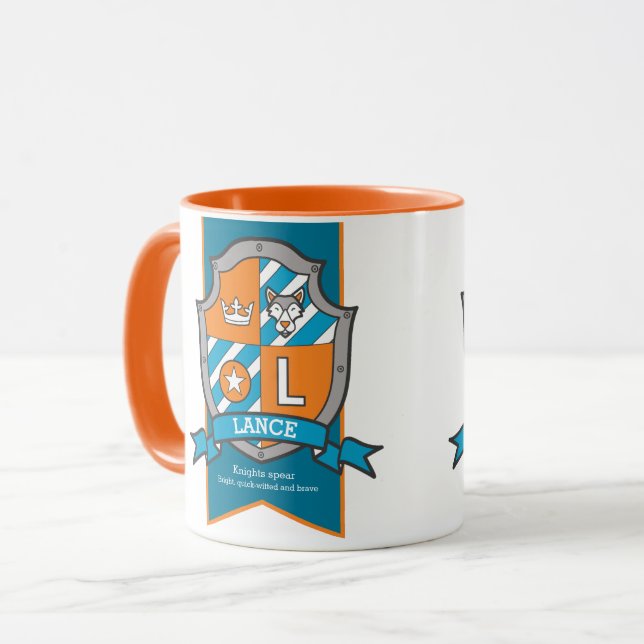 Caneca Lance - letra L crest - nome laranja que significa