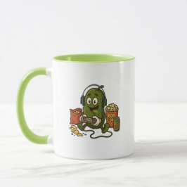 Caneca Lanche de Pepino Divertido para Gamer Desenho de V