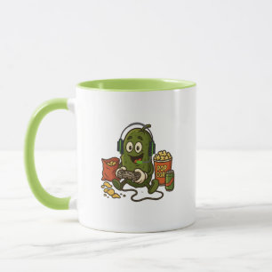 Caneca Lanche de Pepino Engraçado para Gamer Desenho de V