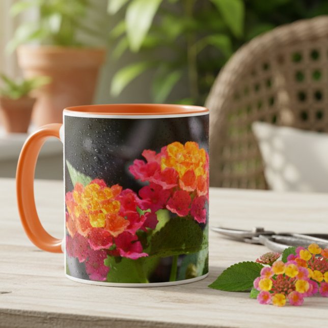 Caneca Lantana Colorido Flores Botânicas Vibrantes (Criador carregado)